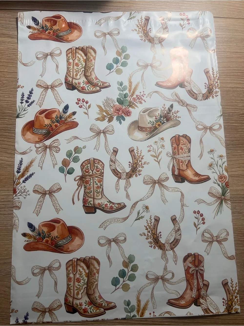 Western Cowgirl Poly Mailer & Thank You Card Set | 25 Mailers + 25 Cards